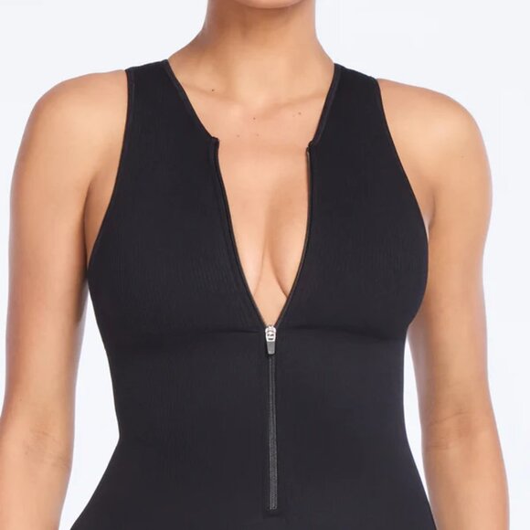 Shes's Waisted Snatched Knit Front Zip Jumpsuit - Picture 4 of 7